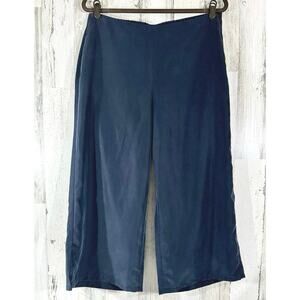 J‎ Jill Cropped Pants Medium Petite (33x23) Navy Wide Leg Pockets Modal Blend